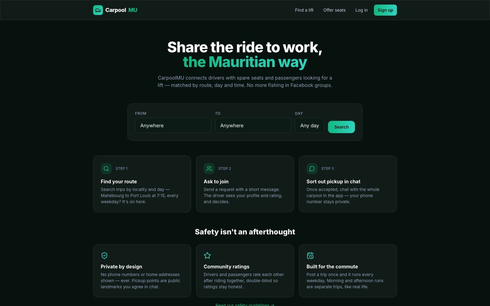 Screenshot of CarpoolMU