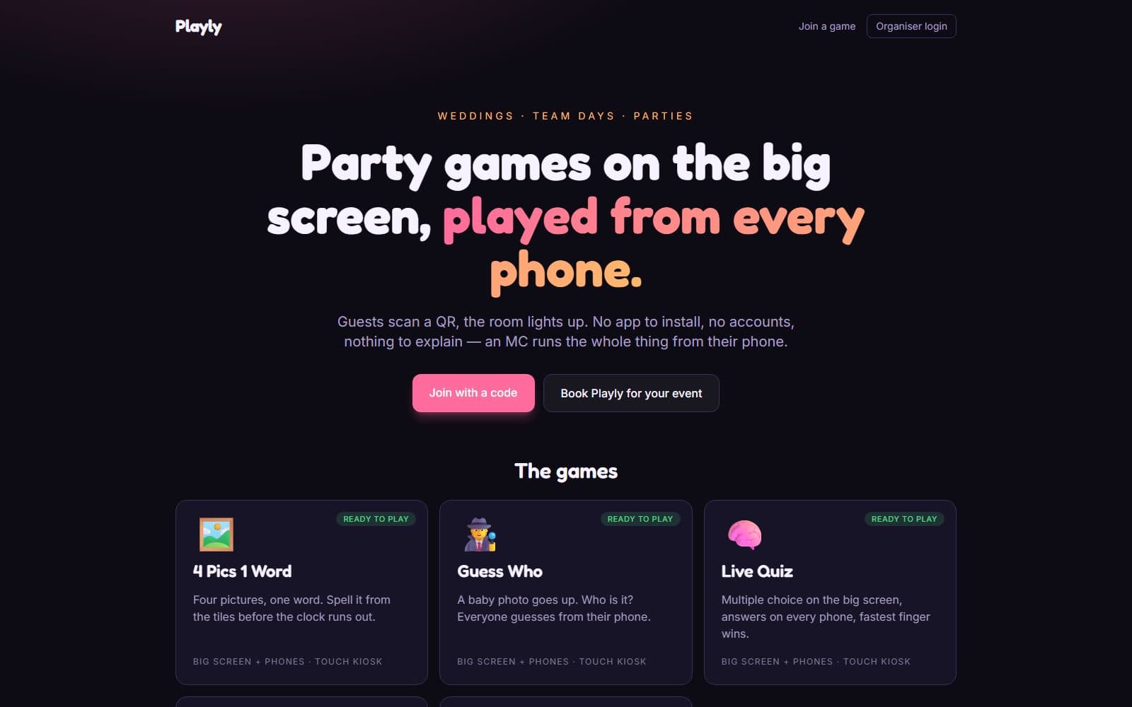 Playly — screenshot of the live site