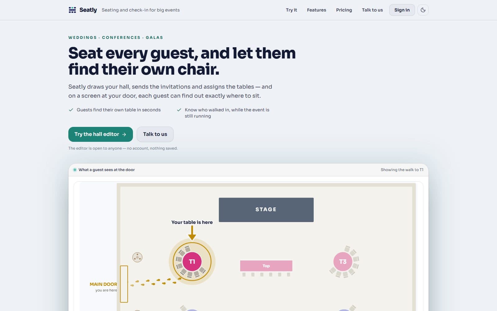 Seatly — screenshot of the live site