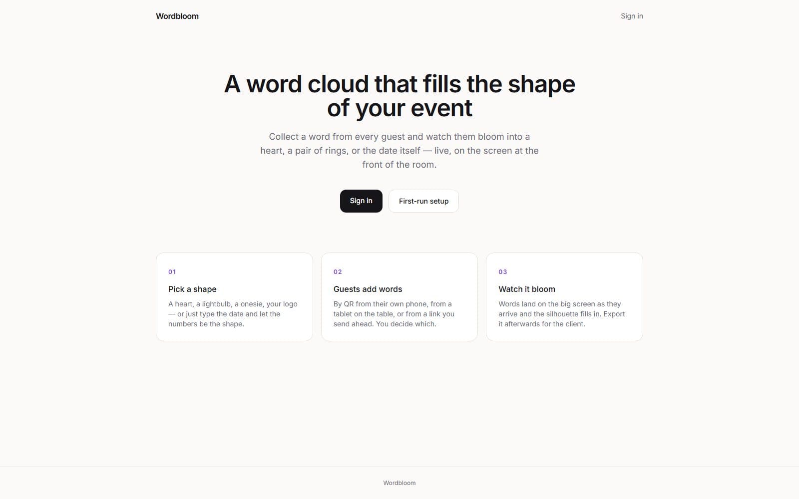 Wordbloom — screenshot of the live site